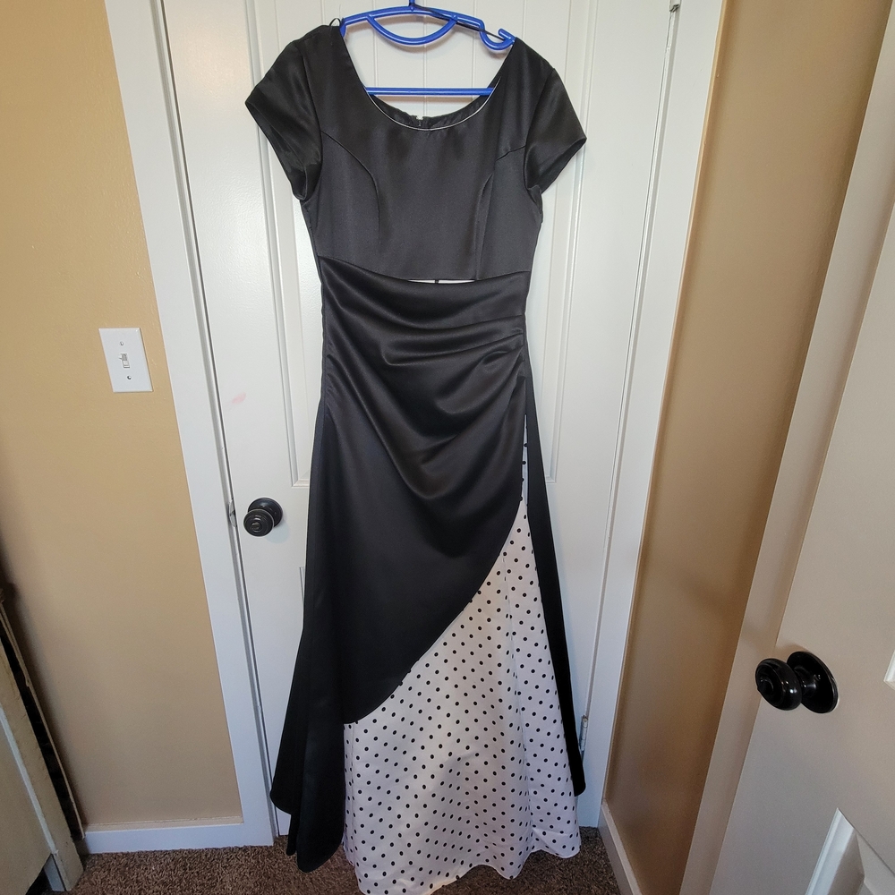 Mariposa Black and White Asymmetrical Dress